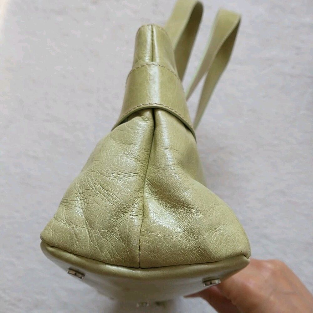 Roberto Gandolfi Leather Handbag Lime Green Bow 5.5x11x4" *READ - Picture 3 of 11